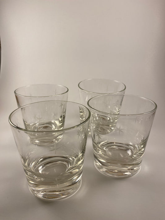 MCM C.G. Quarter Crystal Star dust old fashioned glasses, set of 4
