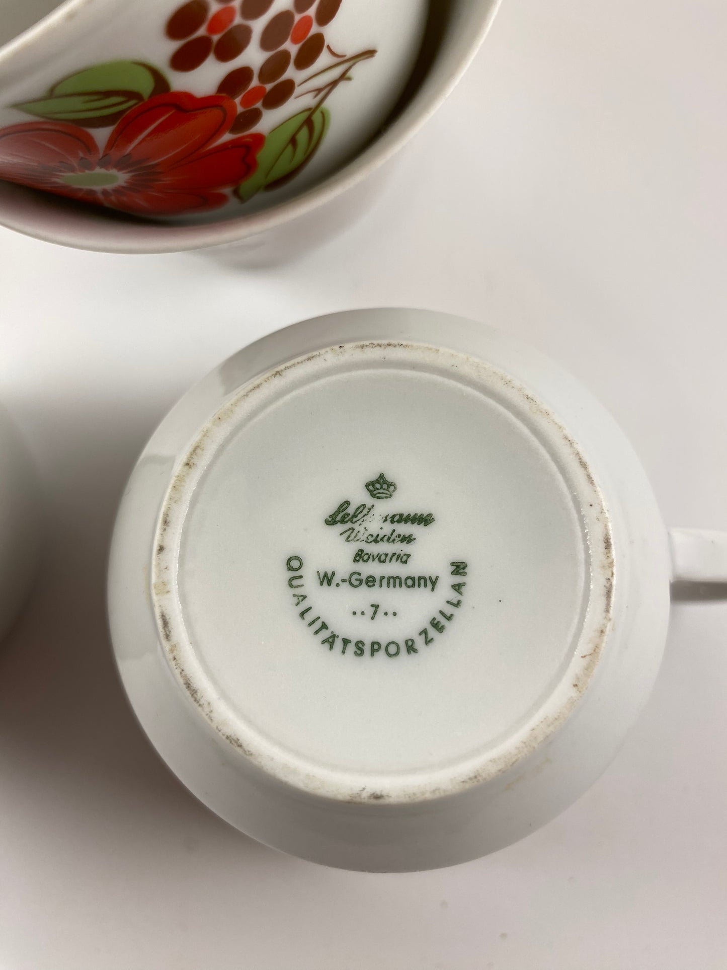 Seltmann Weidman Bavarian Tea Cups with red flowers, set of 4