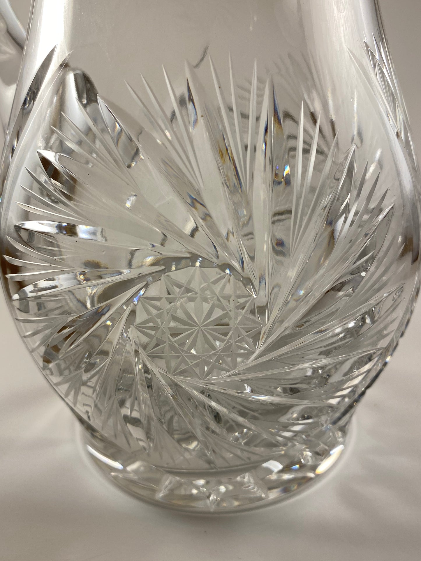 Eleanor by America Cut Leaded Crystal Pitcher and 8 matching hi ball glasses.