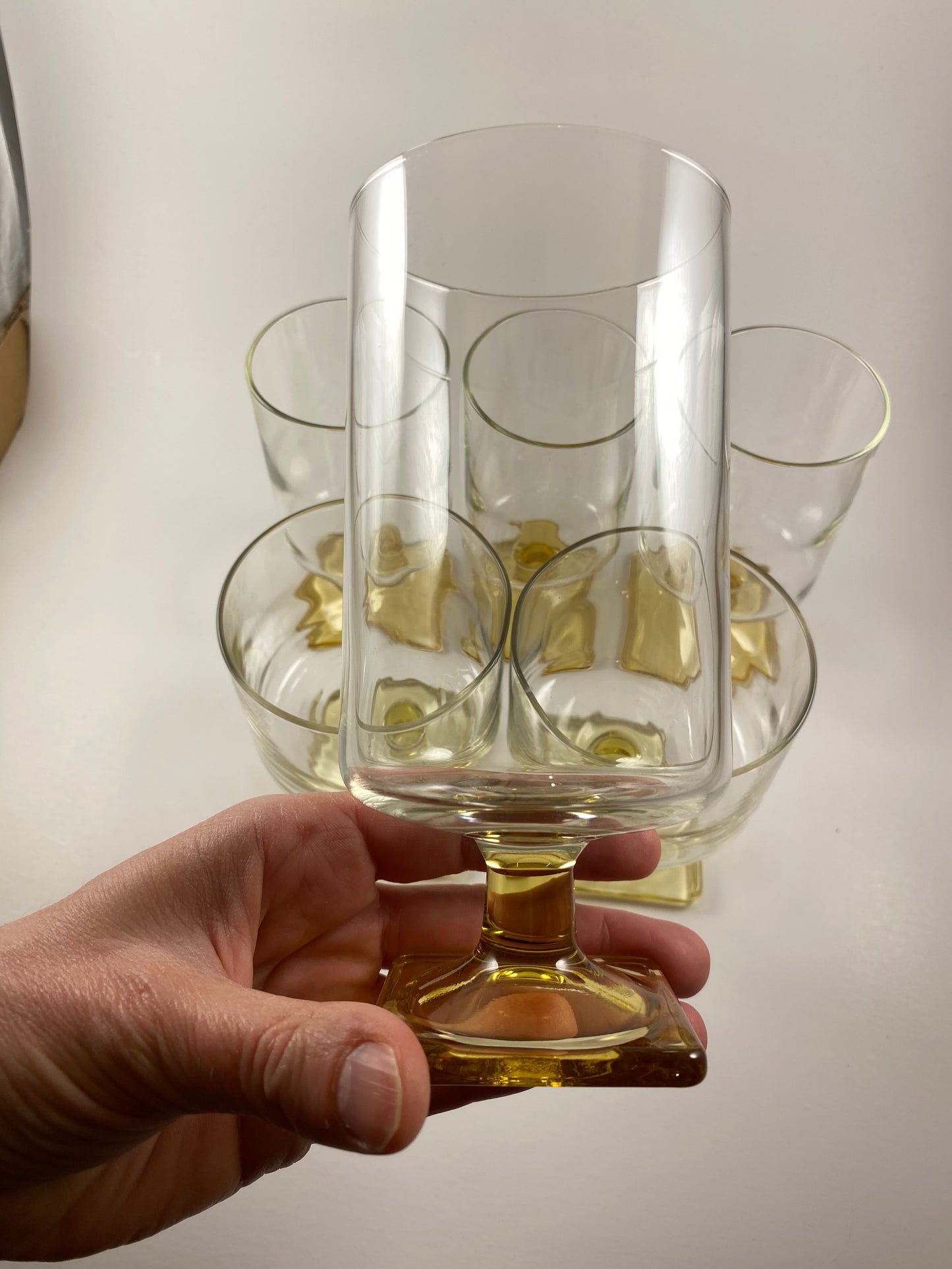 Federal Glass Nordic Topaz glasses. Set of 9.