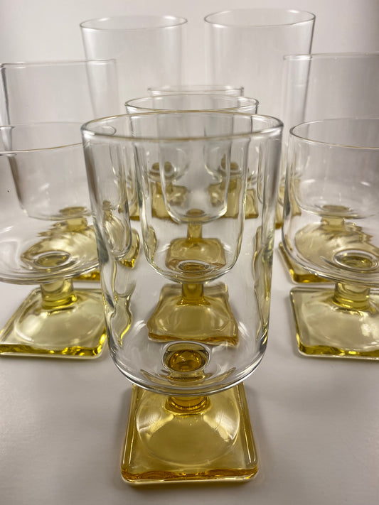 Federal Glass Nordic Topaz glasses.  Set of 9.