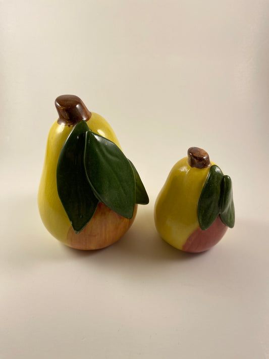 Ceramic pear figurines.  Set of 2