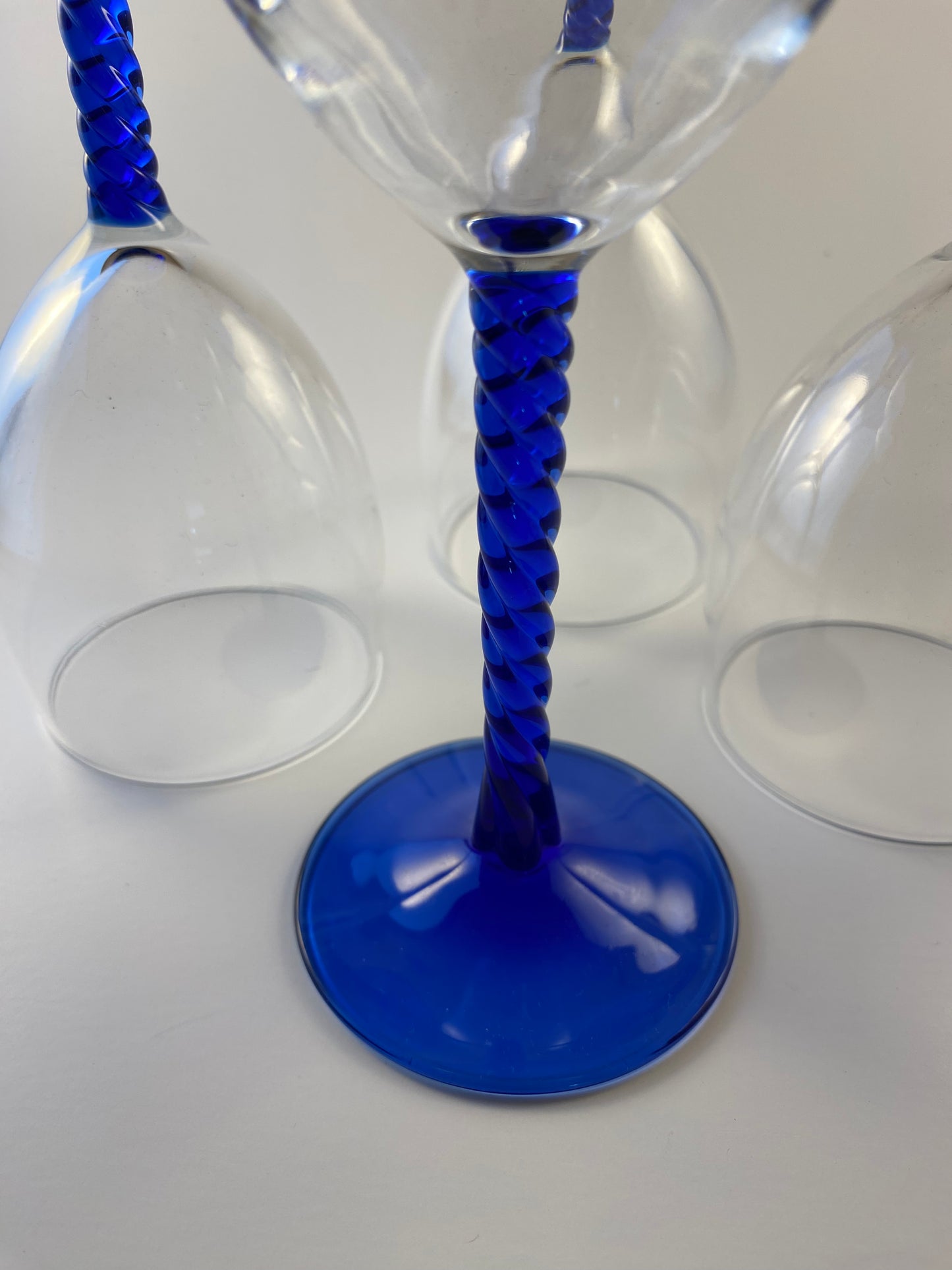 Blue Twisted Cobalt Blue Stemmed Wine glasses, set of 4